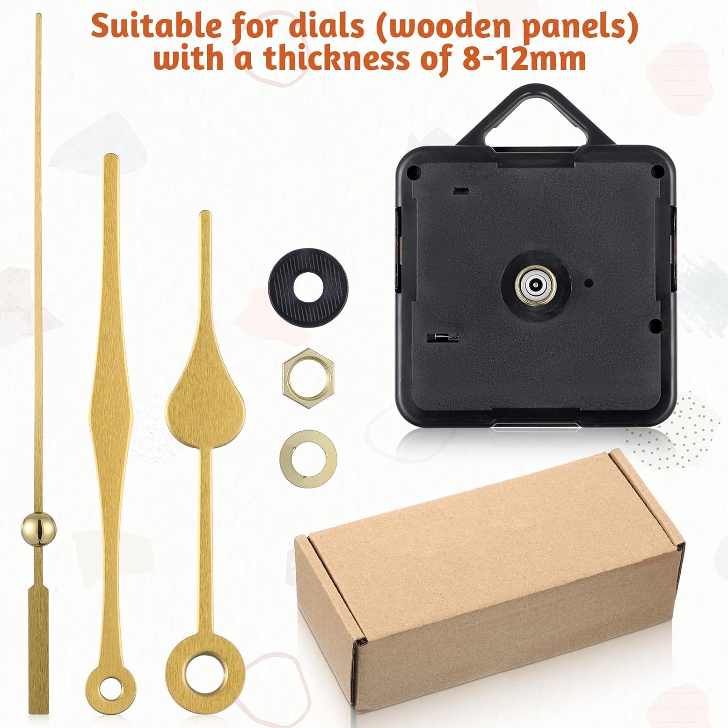 Battery Powered DIY Clock Mechanism Replacement Kit, Quartz Silent DIY Wall Clock Repair Parts, Motor Replacement with 3 Hands