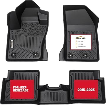 orealtrend Car Floor Mats Replacement for Jeep Renegade 2015-2025 Heavy Duty All Weather Liners Guard Front and Rear Carpets Custom Fit-Tough Odorless Full Set Auto Interior Accessories for Men Dad