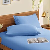 Vista 3 de Horbaunal Paquete de 2 fundas de almohada de microfibra de tamaño estándar, color azul, con cierre de sobre, 1800 hilos, suaves y resistentes al