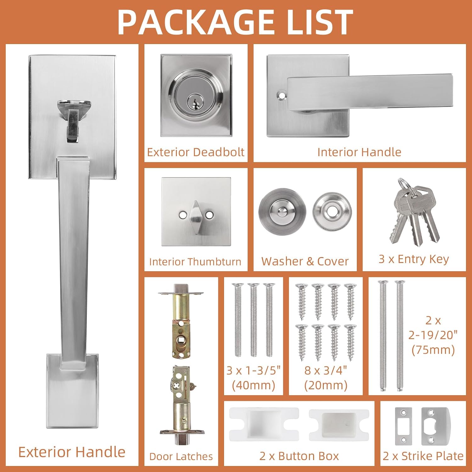 LITLANDSTAR Front Door Lock Set, Heavy Duty Front Door Handle and Deadbolt Set for Exterior Entry Door, Adjustable Deadbolt with Single Cylinder, Reversible for Right & Left (Satin Nickel)