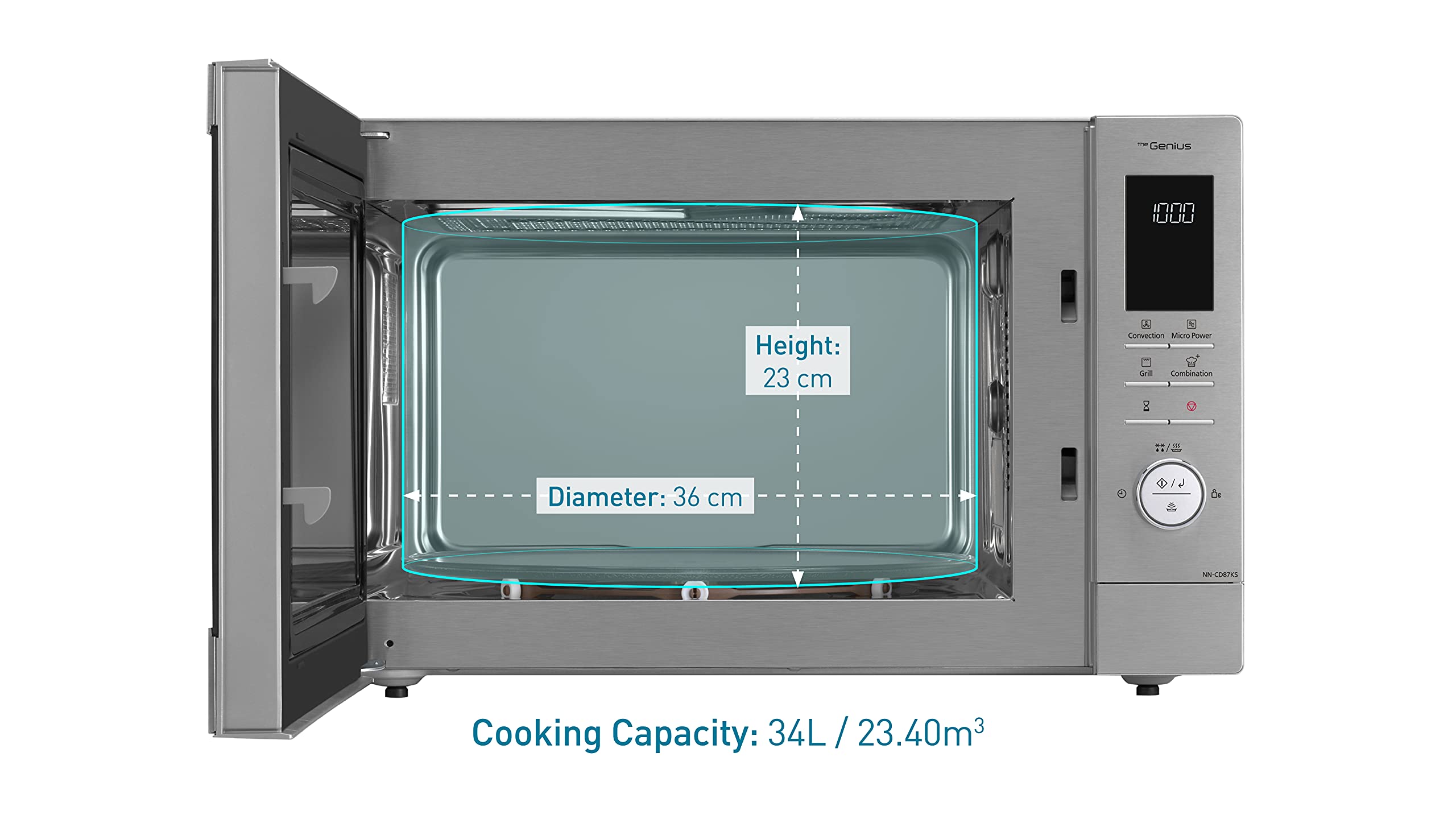 Panasonic NNCD87KSBPQ Combination Microwave Oven, 34 Litres, Turntable