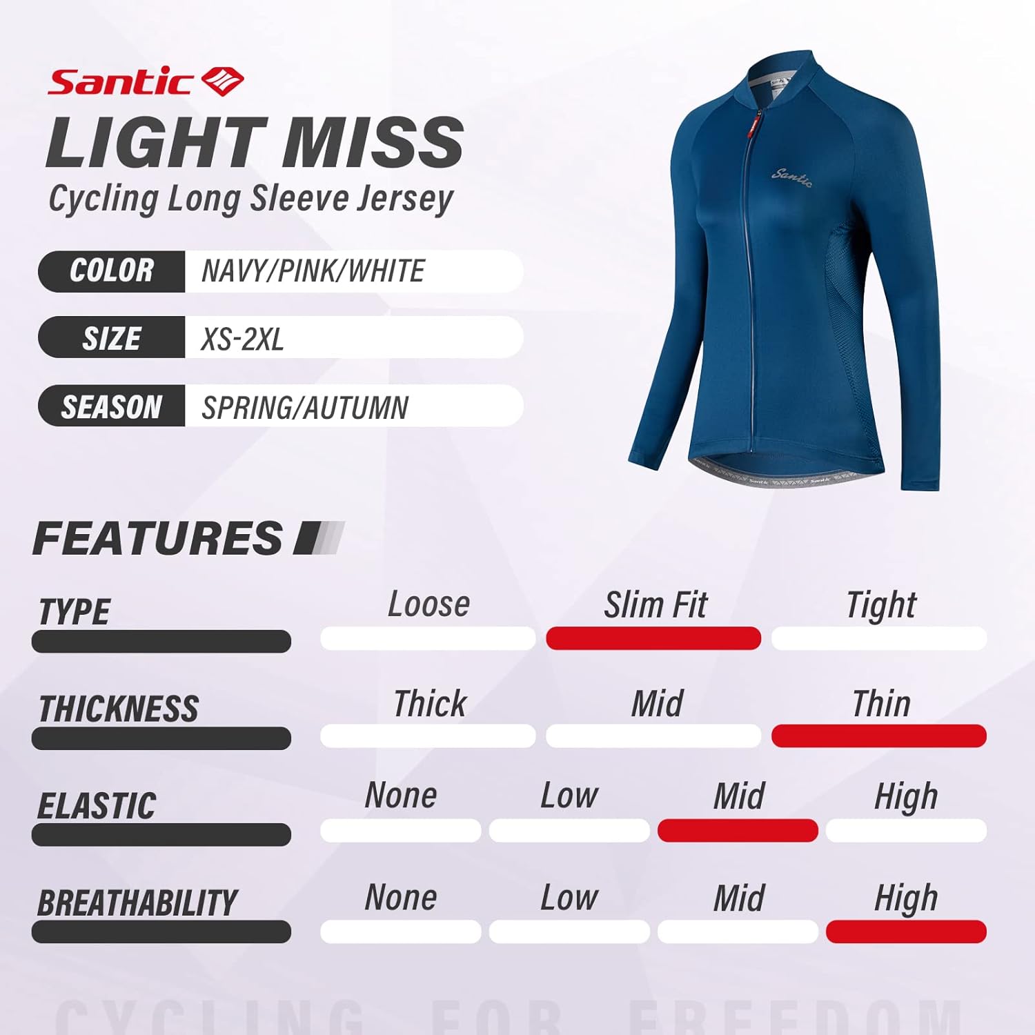 Santic Cycling Jersey Women's Long Sleeve Tops Bike Shirts Bicycle Jacket with Pockets - Image 4