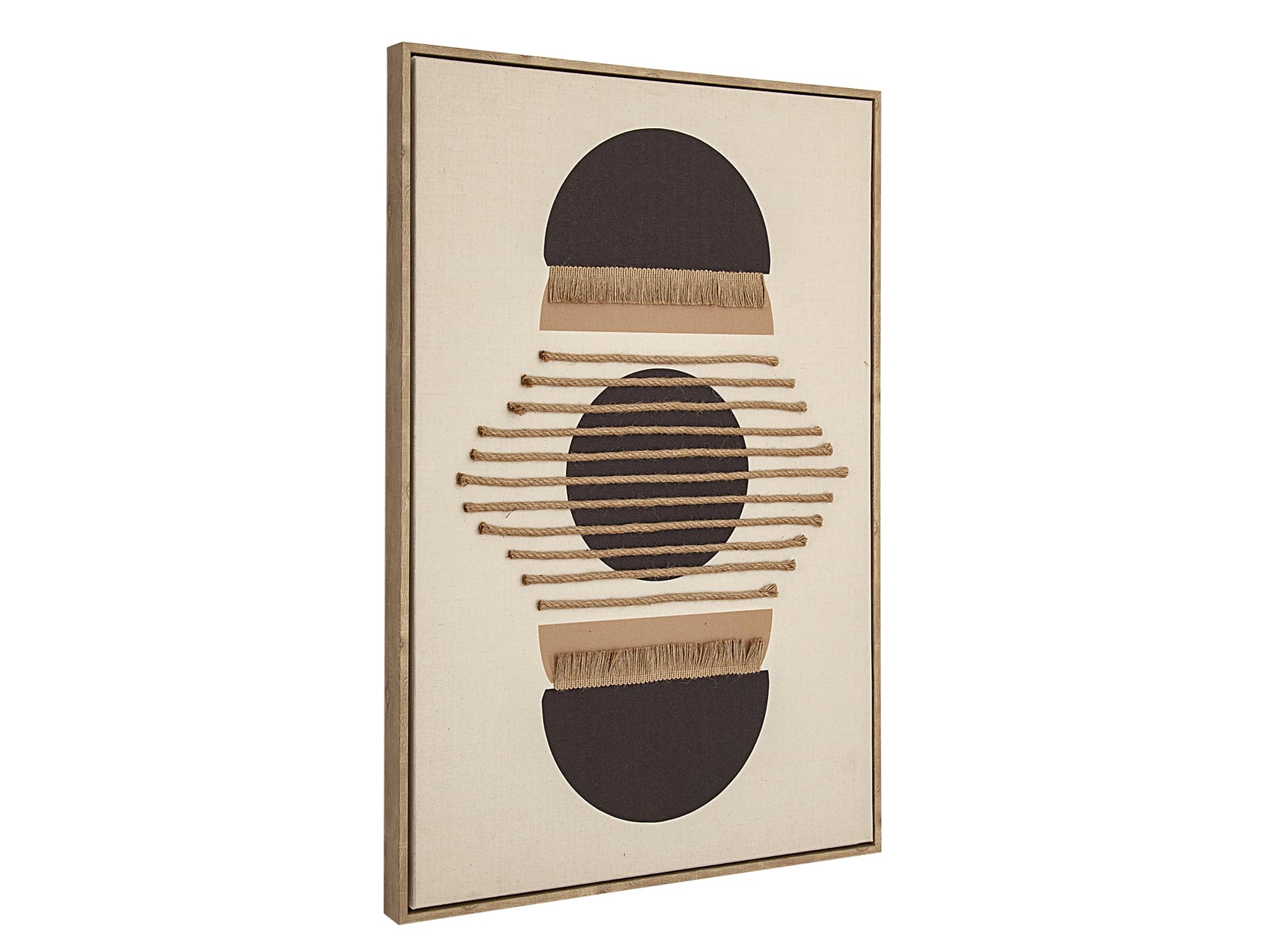 Tableau de corde peint moderne cadre bois objet d'art mural tressé