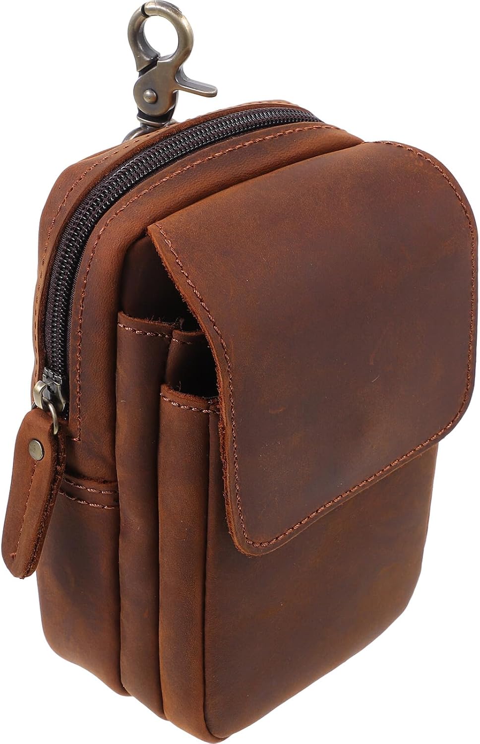 Outdoor Waist Bag Leather Cell Phone Pouch for Men, Multifunctional Anti-Lost Phone Waist Pack Belt for Hiking, Work, and Outdoor Sports