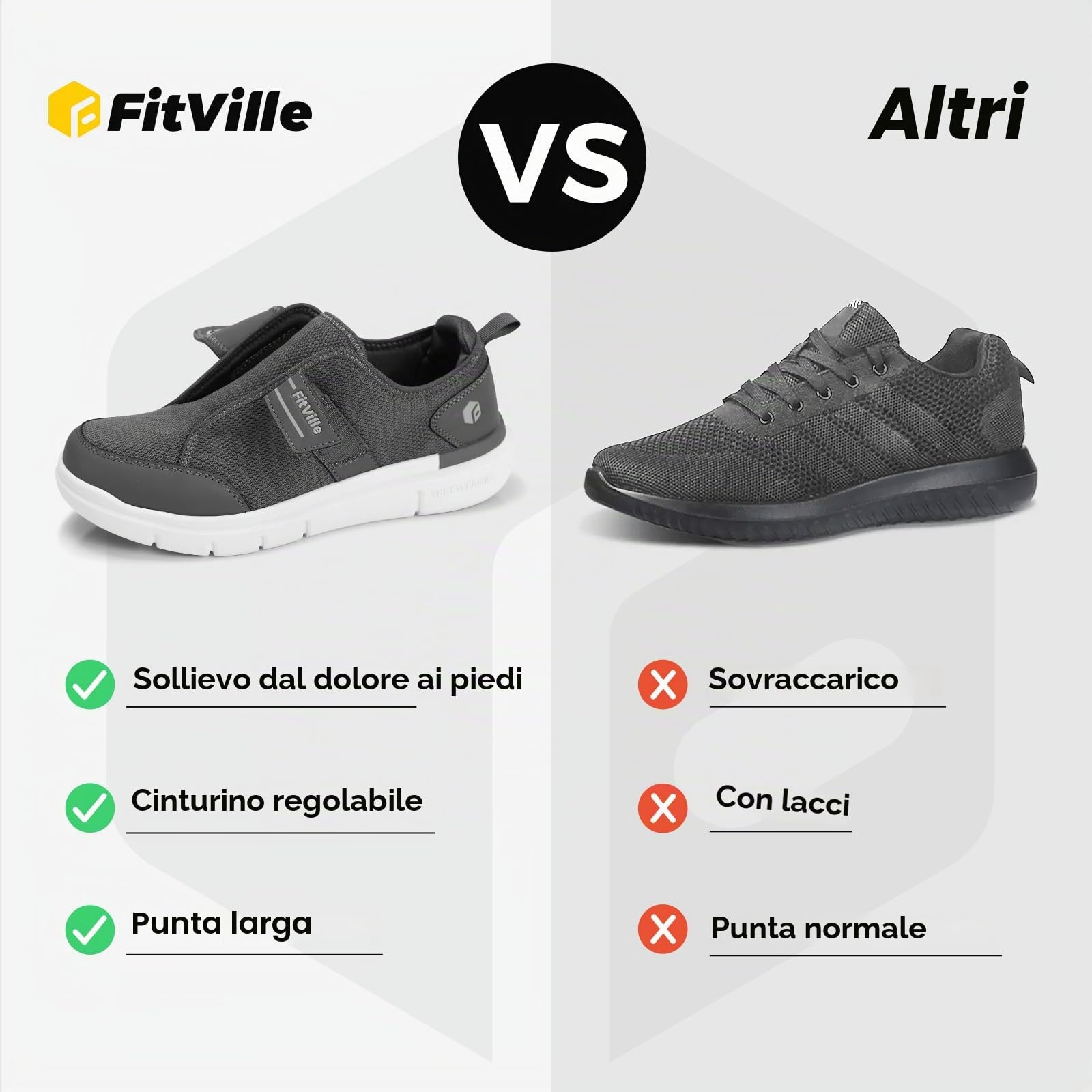 FitVille Scarpe con Strappo Uomo Extra Large per Diabetici Sneakers da Riabilitative Traspiranti Pantofole per Camminare Anziani