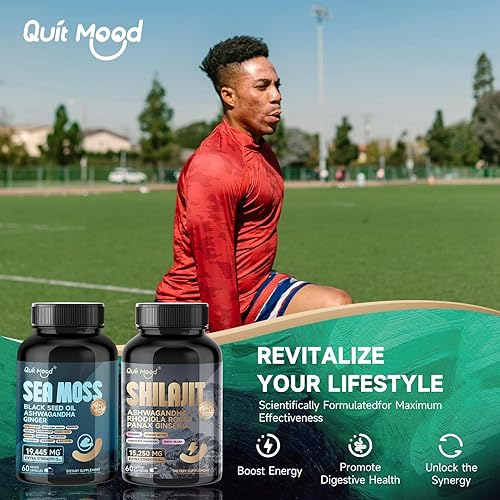 Miniatura 3 de Paquete de 120 cápsulas de musgo marino y shilajit, con Seamoss, aceite de semilla negra, Ashwagandha, jengibre, raíz de bardana, cúrcuma, pimienta