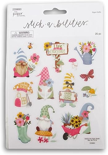 Calcomanías de gnomos de jardín para diario, álbumes de recortes, tarjetas, artes y manualidades, 26 piezas