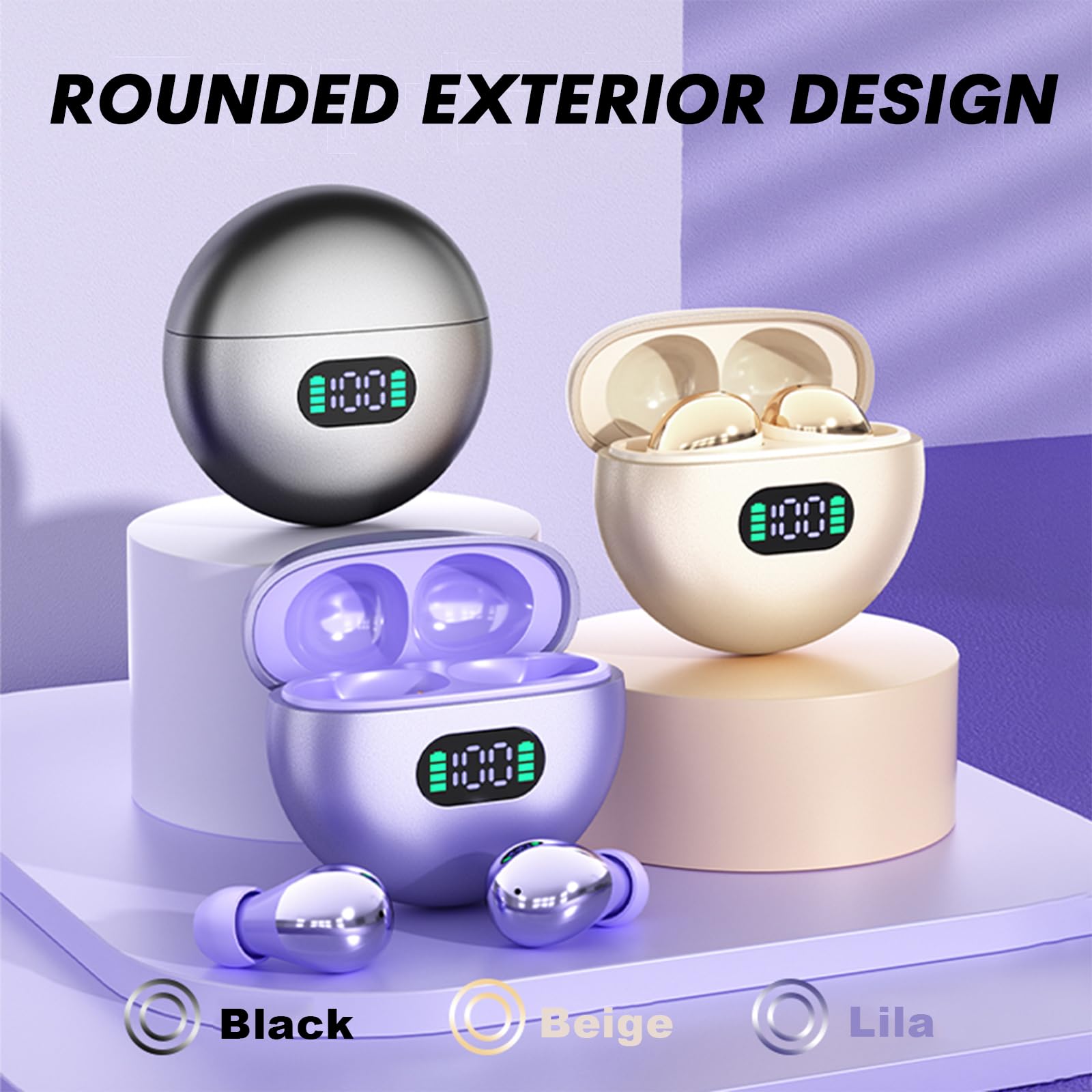 Skin Tone - Auriculares inalámbricos invisibles en el oído, mini auriculares discretos ocultos con Bluetooth para el trabajo, dormir en los lados de las orejas pequeñas, canal de las mujeres, los