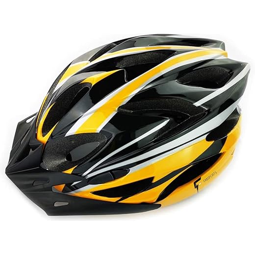 FABSPORTS Light Weight Bicycle/Bike Helmet with Flexible Padding for Kids and Adults, Adjustable Size for Road & Mountain Cycling/Skating (Black, One Size)