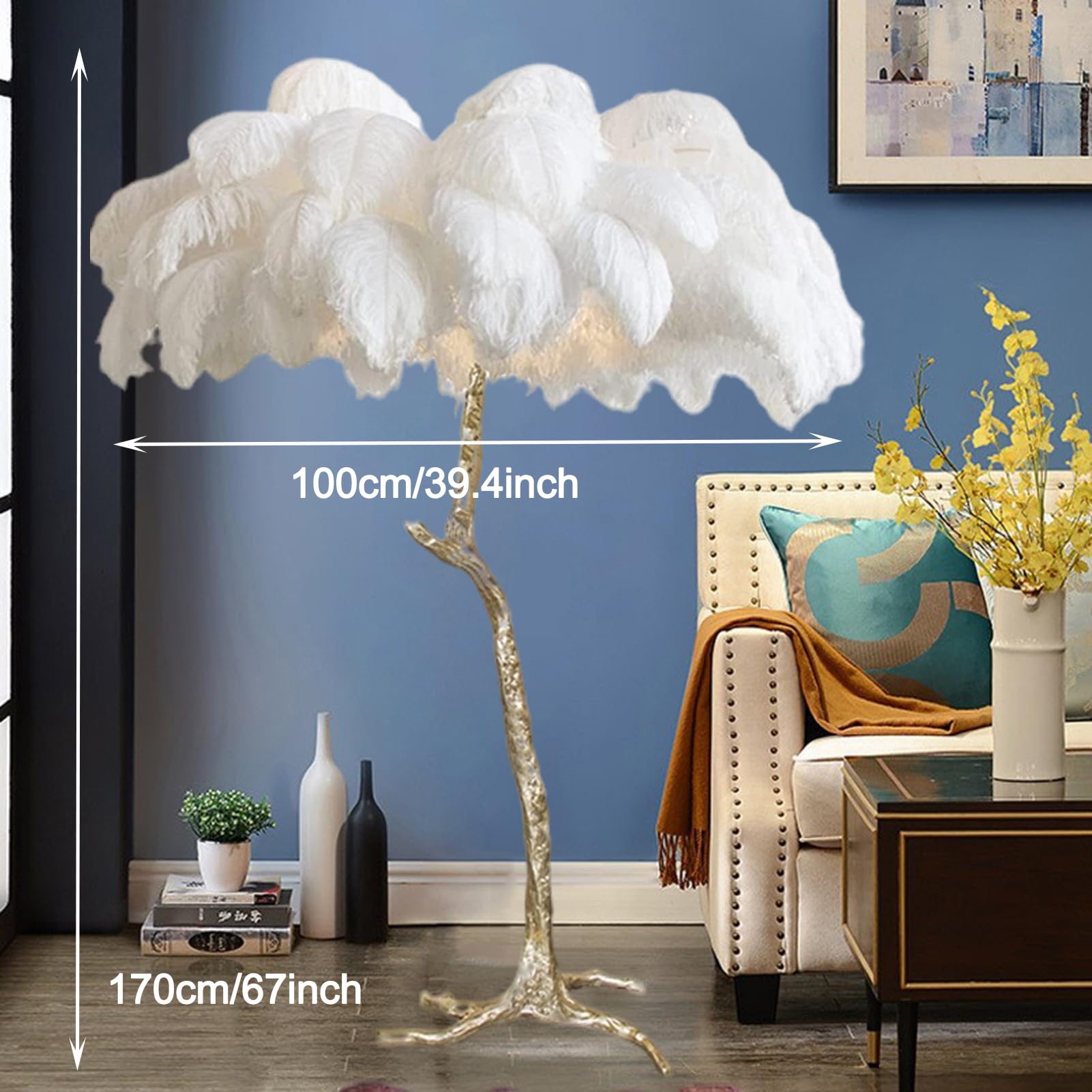 Amazon.co.jp : ダチョウの羽ランプ、リビングルーム用フェザーフロア