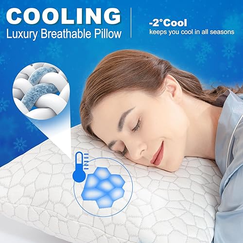 Miniatura 61 de SUPA MODERN Almohadas de cama refrescantes para dormir, 1 paquete de almohadas de espuma viscoelástica trituradas, almohada fresca ajustable