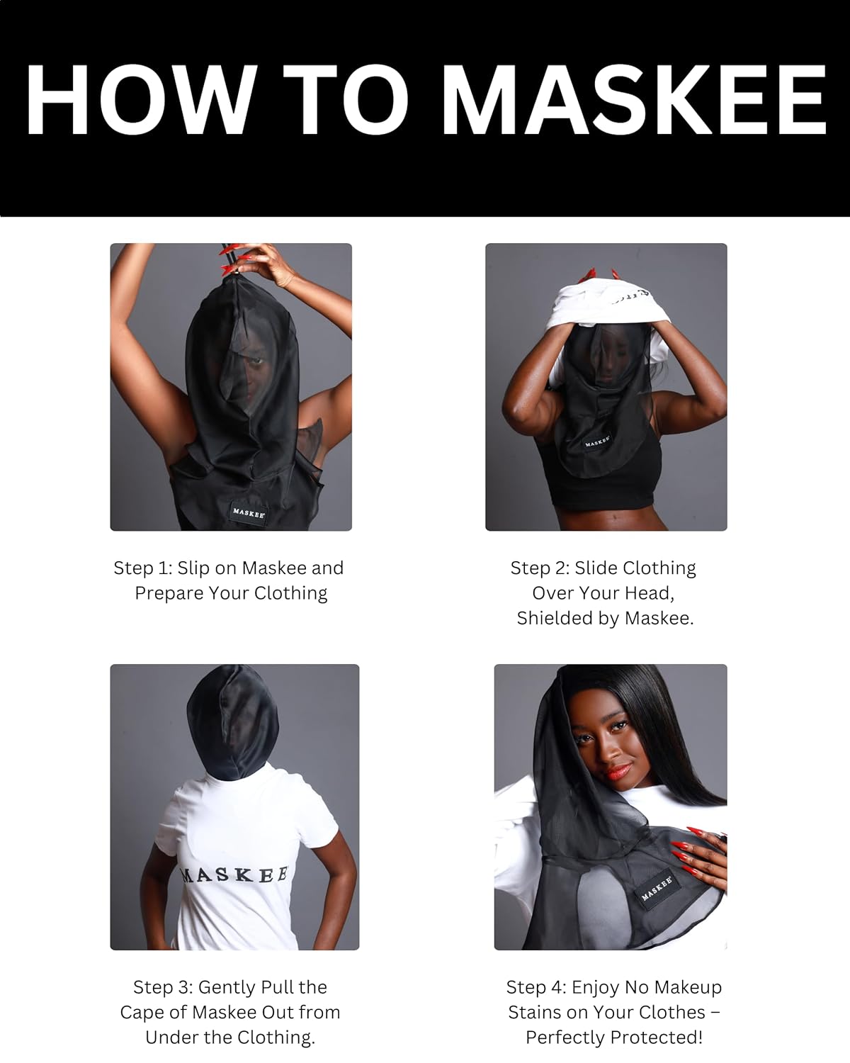 Maskee - Beauty Hood Pink – Makeup Protector Hood, Protects Hair and Make Up While Getting Dressed – Breathable and Washable Face Cover for Men and Women - All Ages and Gender (Pink)