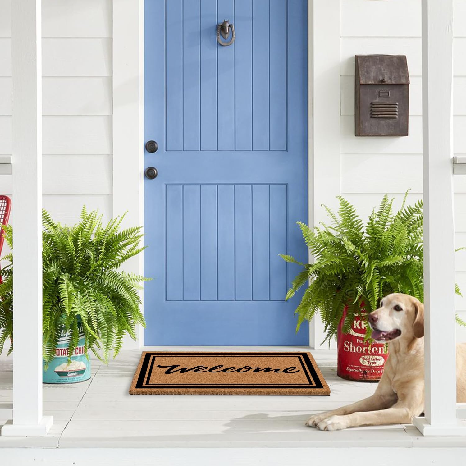 Nialnant Coco Coir Door Mat Outside Entrance, Welcome Mats for Front Door with Heavy Duty Backing, Non Slip Doormat Indoor Entrance (16" x 24")