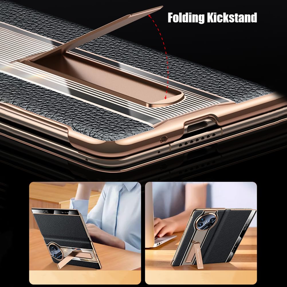 Magnetyczne etui z klapką do HUAWEI Mate X6, etui z prawdziwej skóry z funkcją widoku okna, podpórka, luksusowe, odporne na wstrząsy, smukłe etui, fioletowe, Mate X6