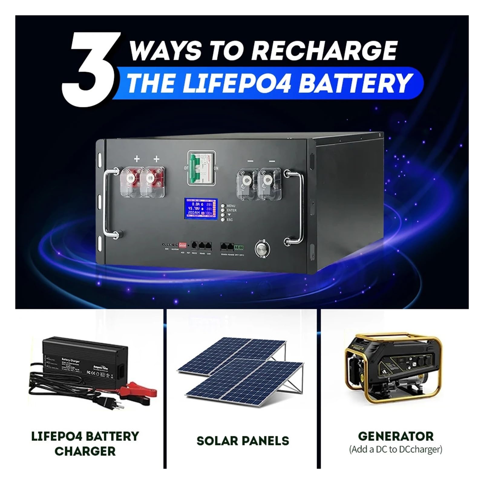 Batería de litio de 48V 100Ah 120Ah 200Ah LiFePO4 construida en los ciclos BMS 6000+ para el hogar RV solar fuera de la red(48V 100Ah-5120Wh)