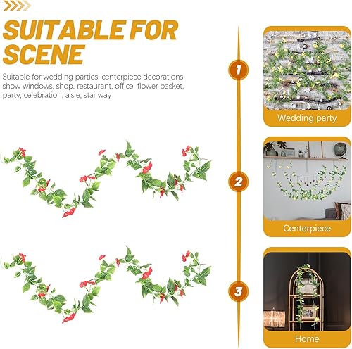 Miniatura 6 de Homoyoyo 2 piezas de valla de vides falsas al aire libre, decoración de seda matutina, flores de pared para el hogar, escalera, trompeta verde para