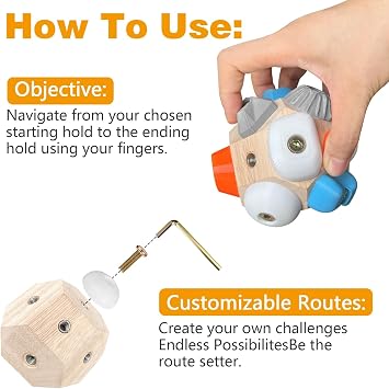 Handcrafted Boulder Rock Climbing Block - 3D Finger Strength Training Climbing Ball for Finger & Hand Strength, Build Strength and Precision, Boulder Climbing Gifts for Rock Climbers Men Women