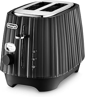 De'Longhi Ballerina Toaster, 2 Slot Toaster, Reheat, 5 Browning Settings, Defrost and Cancel Functions, Pull Crumb Tray, CTD2003.BK, 900W, UK PLUG, Black