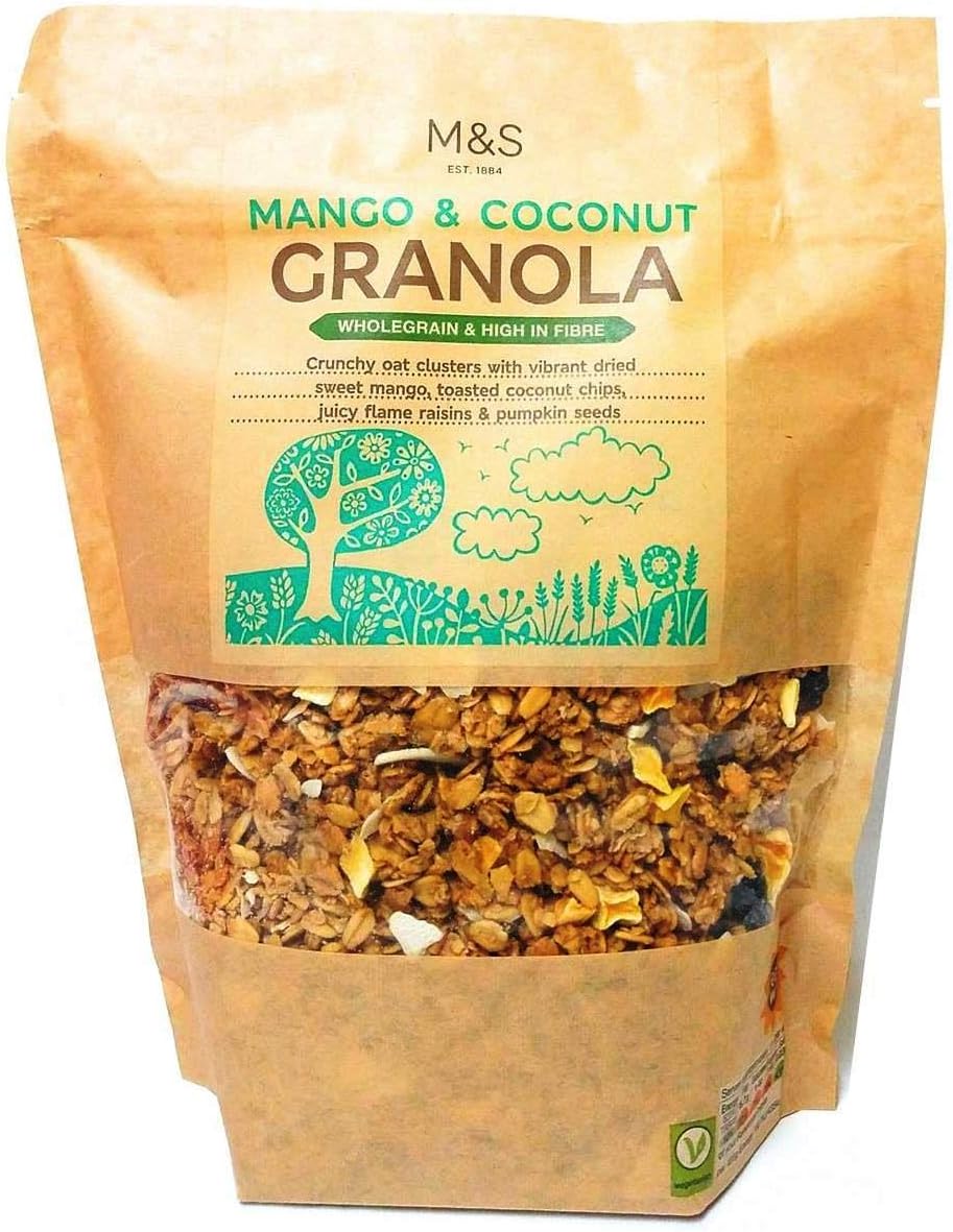 Marks and Spencer Mango and Coconut Granola 500g Wholegrain High Fibre Low Salt Oat Clusters