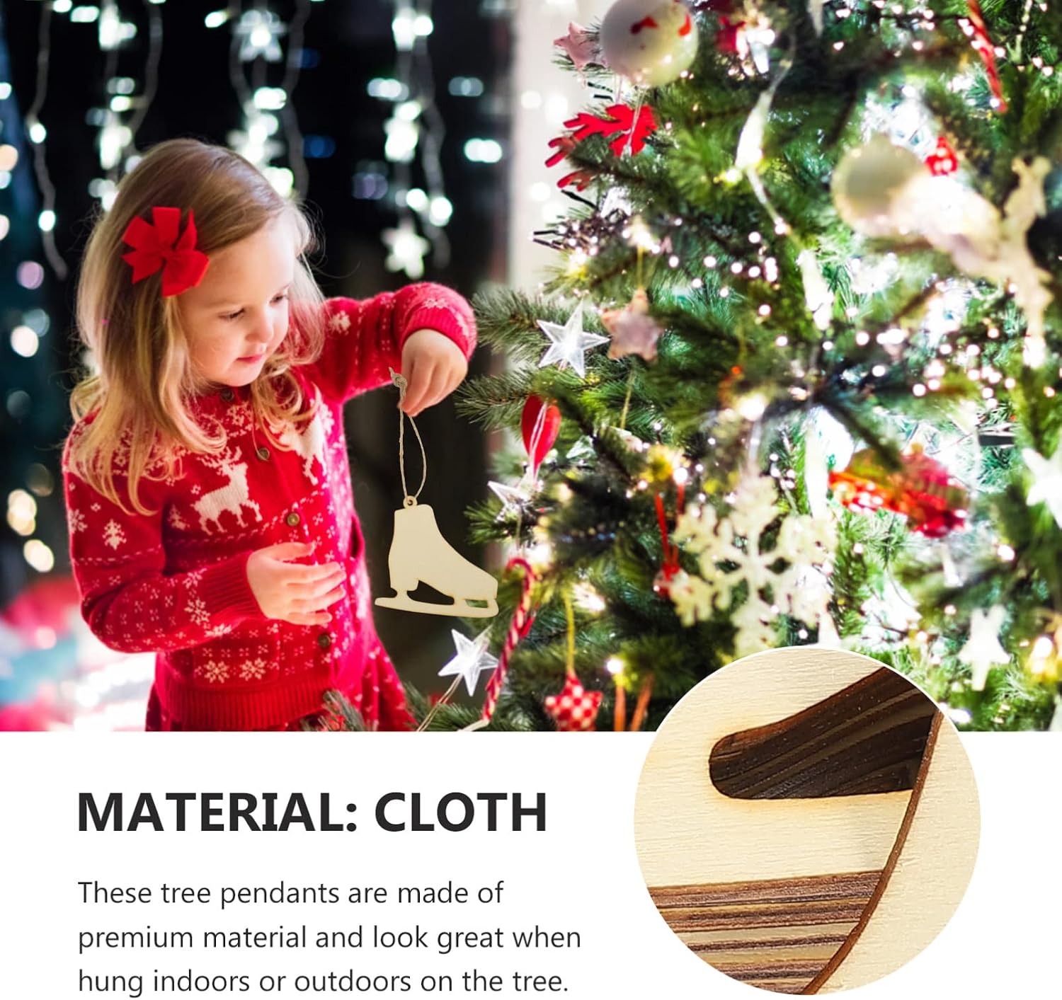 Operitacx Christmas Unfinished Wooden, Blank Wooden Ornaments to Paint, Wood Christmas Ornaments for Crafts with Strings for Decoration