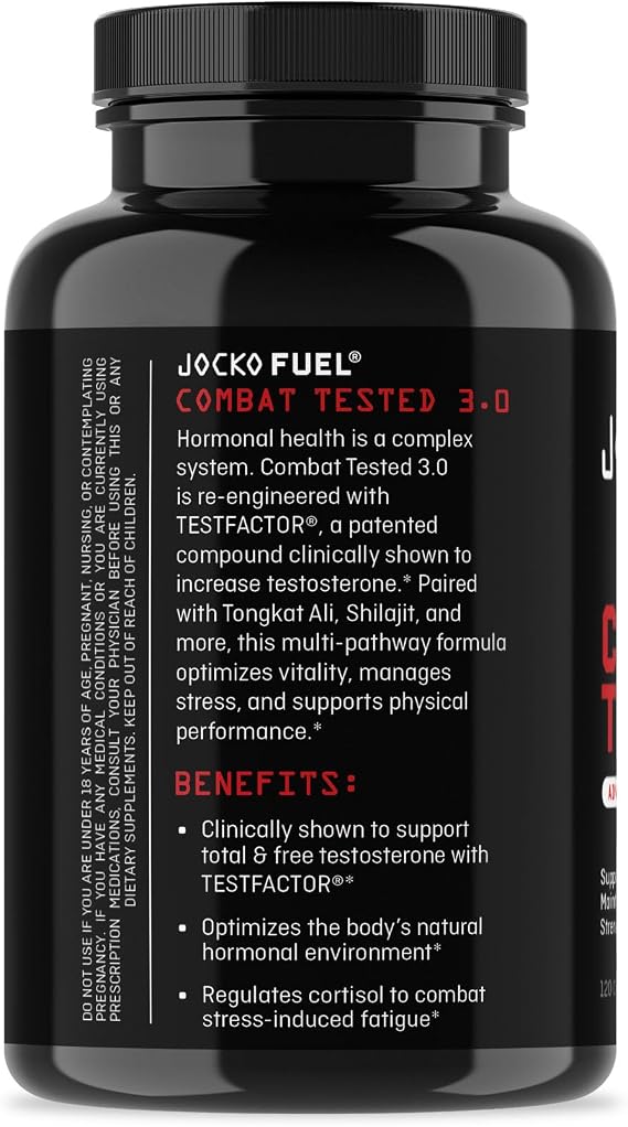 Jocko Fuel Test Booster for Men - Natural Endurance, Stamina, Strength Booster - Muscle Builder for Men with Ginger Root, Shilajit, Tongkat Ali, 120ct (30 Servings)