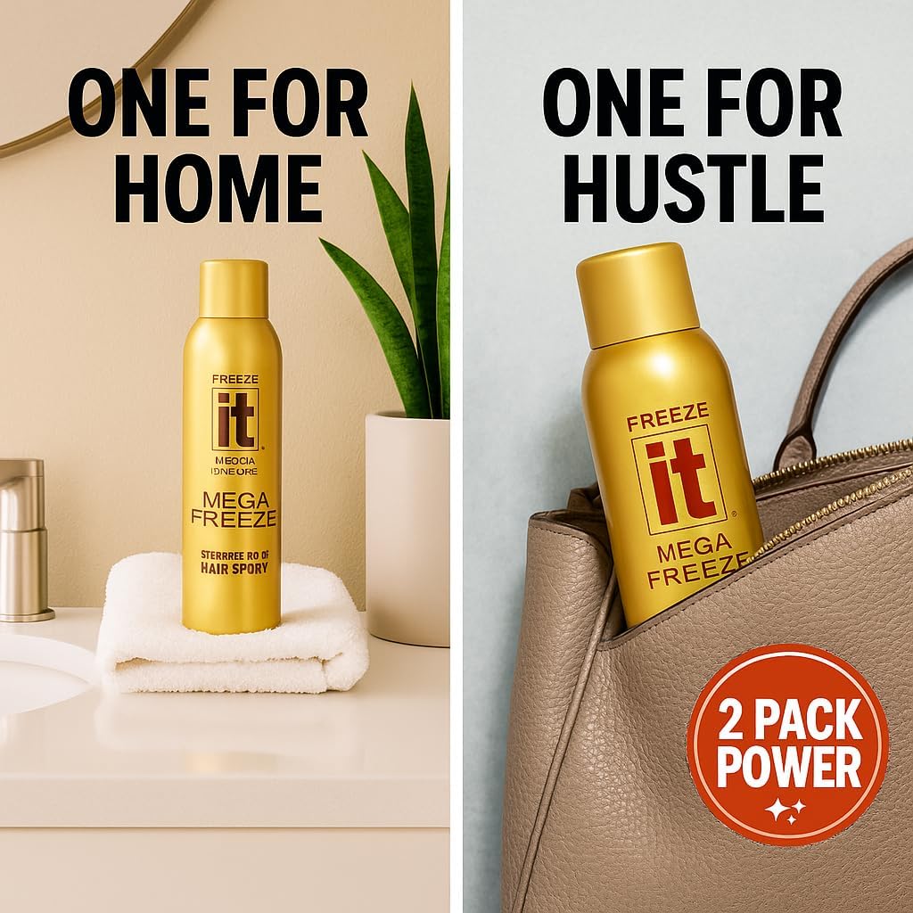 F'reeze It Mega Extreme Hold Hair Spray, Original 10 oz, Pack of 2 – It Hairspray for Women, Hair Spray Mega Extreme Hold, Original Hairspray for Long-Lasting Style