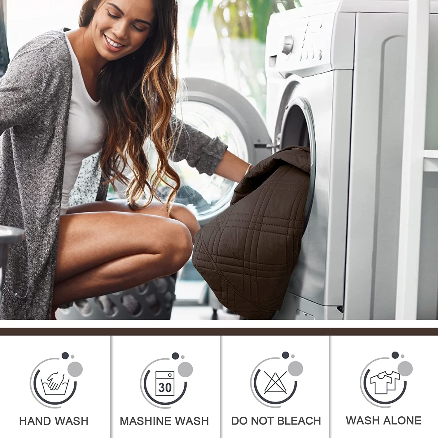 100% Wasserdichter Sesselschoner, Sesselschutz für Relaxsessel, Anti-rutsch Sesselüberwürfe Ohrensessel, 1-Sitzer Sofaüberwurf mit Tasche, Sesselbezug für Fernsehsessel (Schokolade,Relax 71cm)