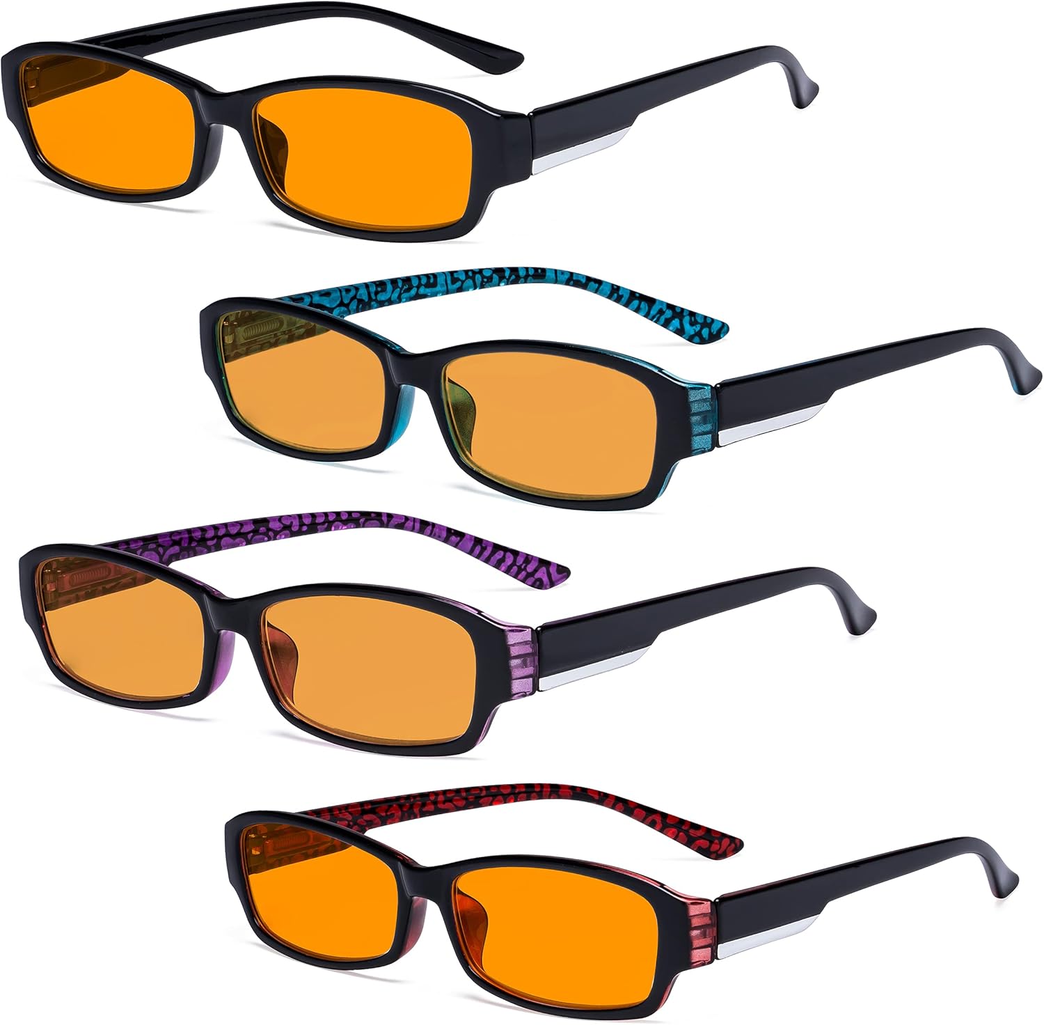 Eyekepper 4-pack Reading Glasses Blue Light Blocking for Women Orange Tinted +1.50