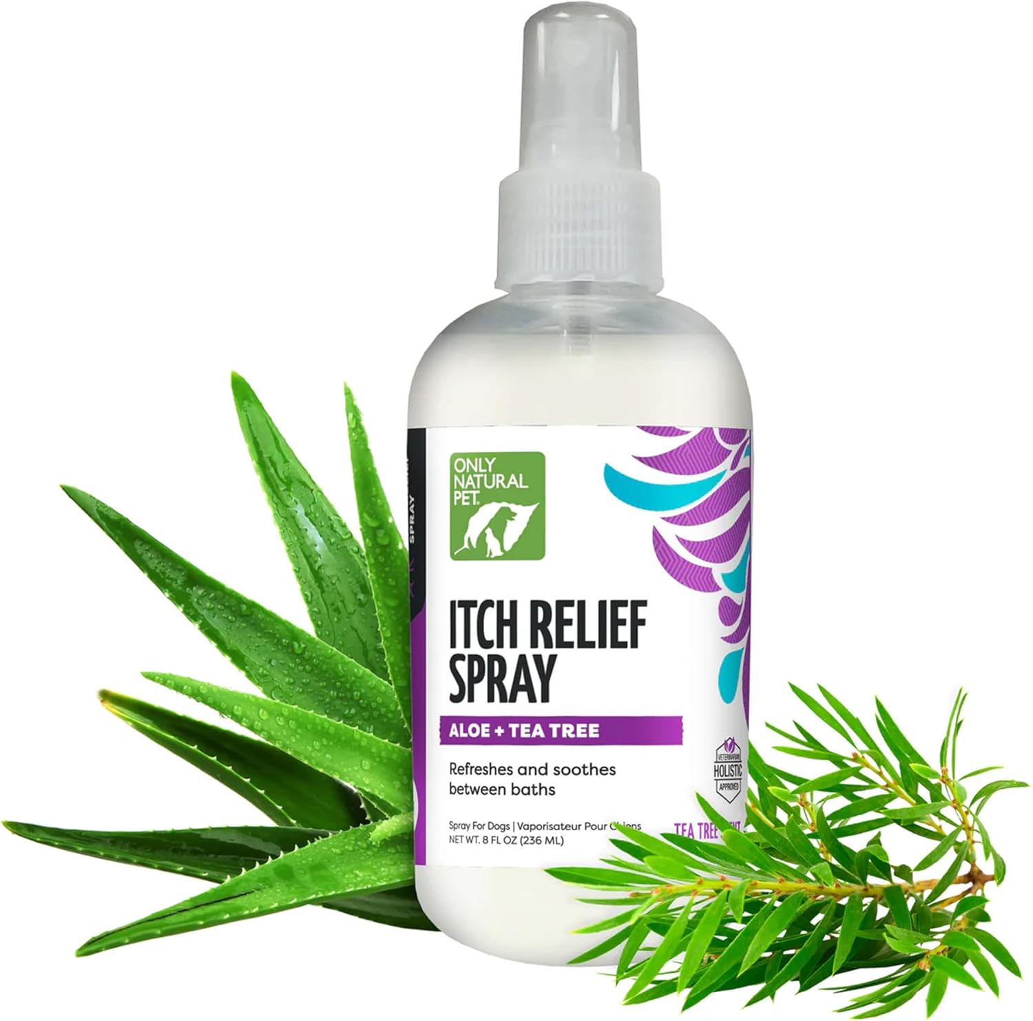 Only Natural Pet Itch Relief Spray with Aloe + Tea Tree for Dogs, Anti Itch Spray for Dogs Allergies to Soothe Dry Irritated Skin and Itchy Skin Relief - 8 oz