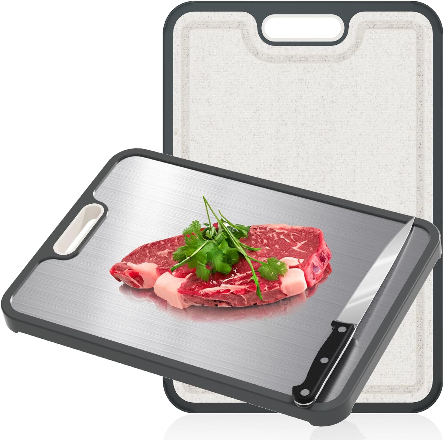 Titan Schneidebrett Doppelseitig – 28,5 X 20 Cm, Lebensmittelecht, Hygienisch, Leicht Zu Reinigen (für Fleisch, Gemüse, Brot)