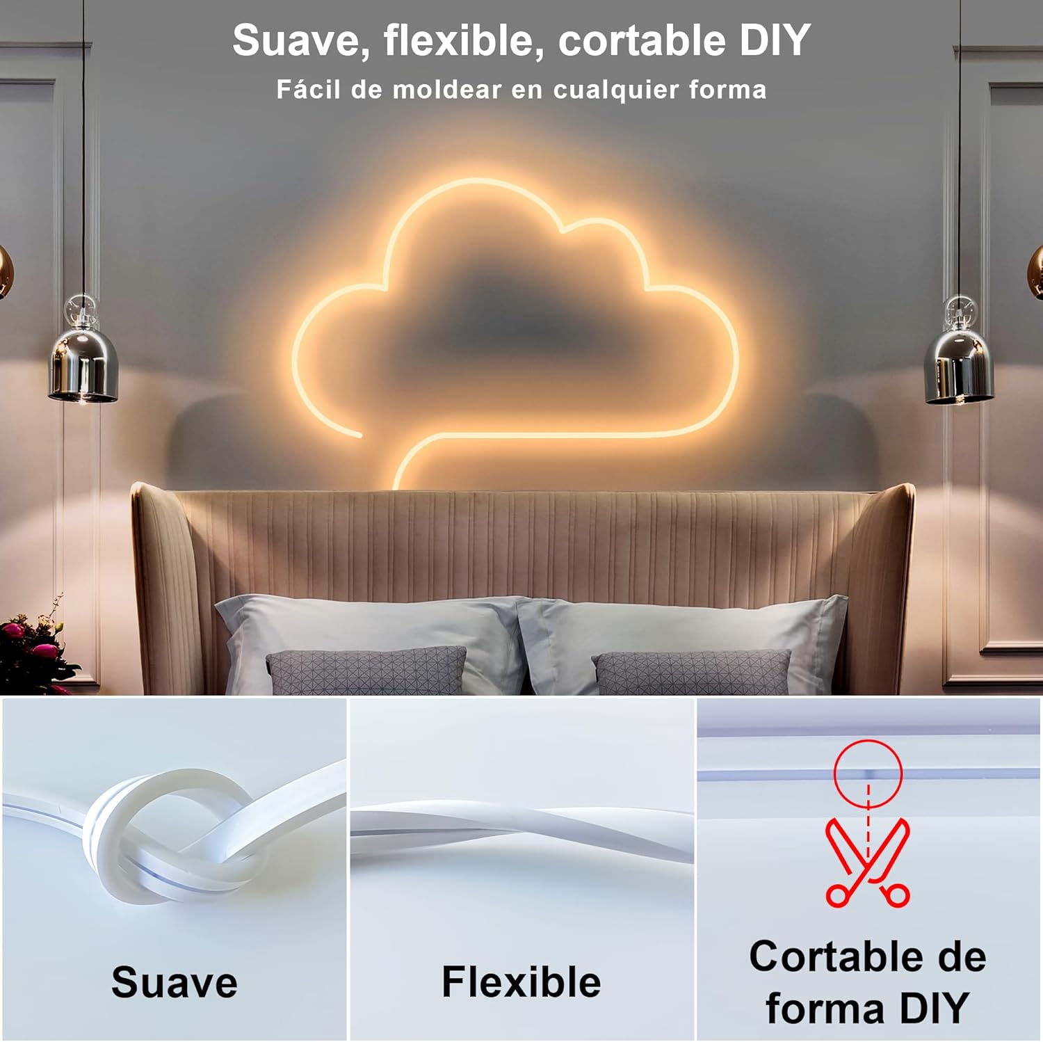 Cozylady neon Light Strip 120 LEDs/m, CRI>90, 5V Dimmable Light Strip, 180° Even Lighting, IP20 Indoor, Flexible LED Tape for Room Decoration (1M/3.28Ft-USB-Warm White)