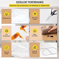 Vista 4 de VEVOR Protector de mesa transparente de 90 x 44 pulgadas, protector de escritorio de PVC transparente de 0.059 in de grosor, mantel de plástico