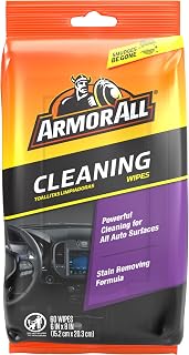 Armor All Car Cleaning Wipes 60 Count Flat Pack - Lint-Free Multi-Purpose Wipes for Dash, Vinyl, Carpet & Fabric