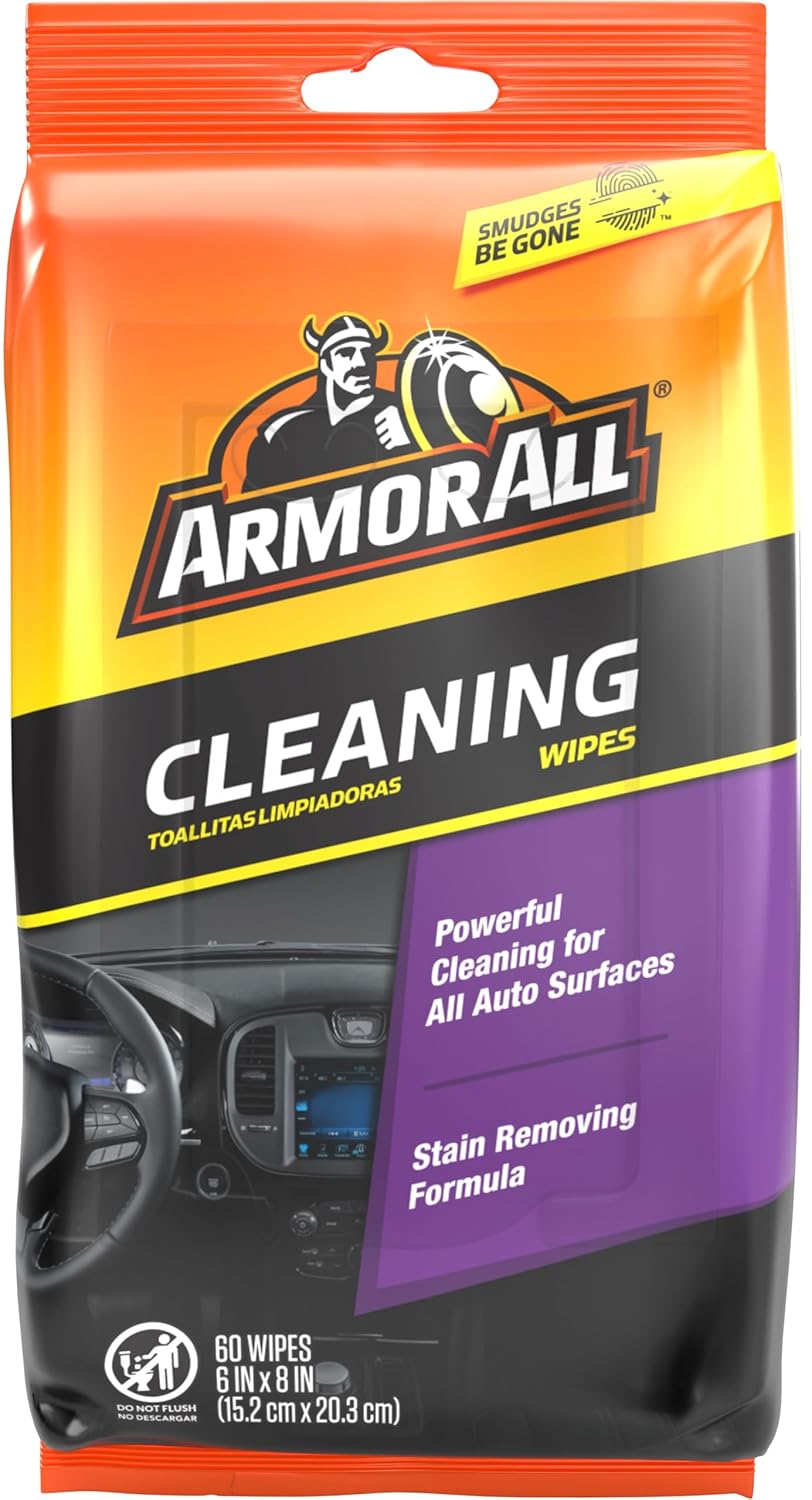 Armor All Car Interior Cleaner Wipes Interior Cleaning Wipes for Cars Trucks Motorcycles 60 Each