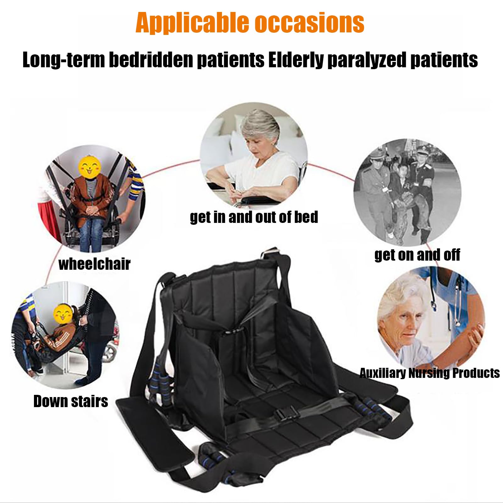 Pedane per Scale, Cintura di Trasferimento per Sedia a Rotelle, Design a Doppia Maniglia, Cinghia Antiscivolo Multiuso, Tessuto Oxford in PVC Impermeabile, per Disabilità degli Arti Inferiori e Pazi