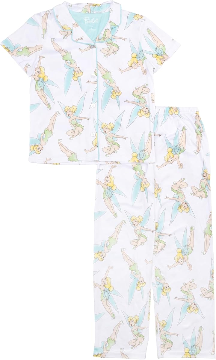 Minnie Mouse Girls' 2-Piece Loose-fit Button Down Matching Pajama Set, Soft & Cute for Kids