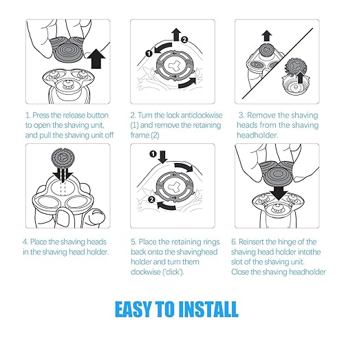 Miniatura 5 de SH60 - Cabezales de repuesto compatibles con Philips Norelco 6000 de repuesto para cabezal de afeitado eléctrico serie 6000 S6810, S6820, S6850,