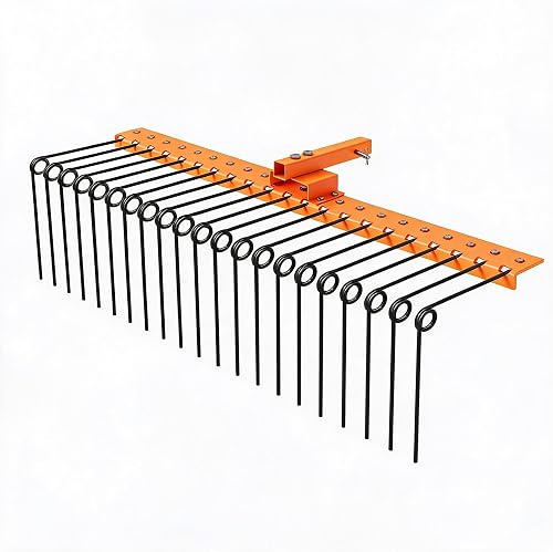 Heavy Duty Pine Straw Needle Rake, 60 Inch Steel Spring Landscape Rake