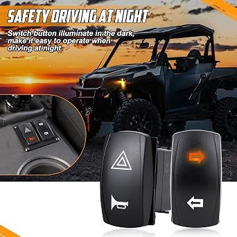 UTV Turn Signal Kit,Pre-Wired Universal Street Legal Kit with Turn Signal,Rocker Switch,Horn Harness,Plug and Play Blinker Kit Fit for Can-Am,Polaris Ranger RZR,Golf Cart-