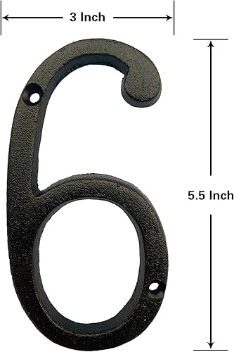 Miniatura 2 de BetLight Número de casa de hierro fundido de 5.5 pulgadas de alto, números de dirección de casa sólidos, elegante acabado marrón negro, fácil de