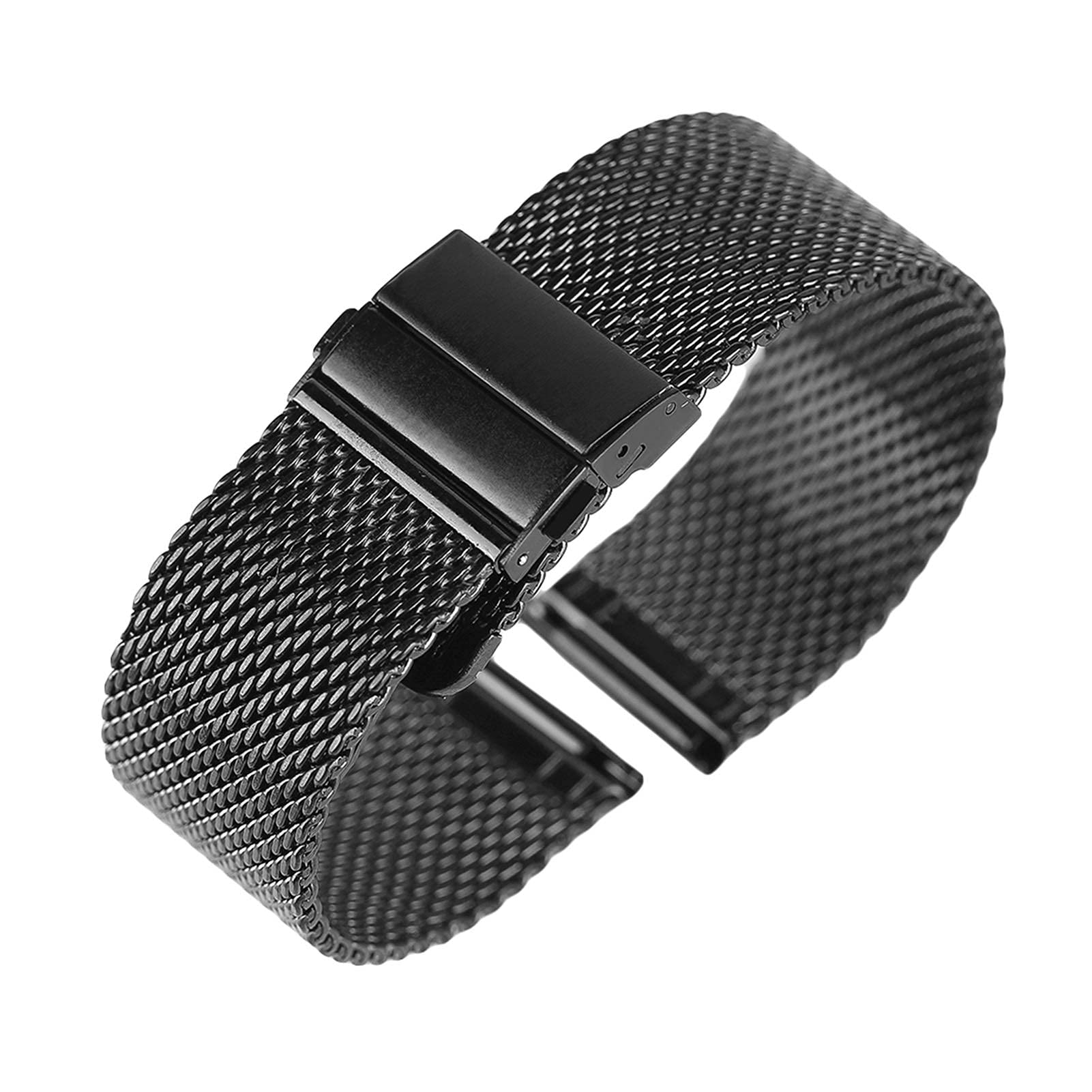 Correa de Reloj Negro/Plata/Oro Rosa 18 mm/20 mm/22 mm Correa de Reloj Malla Correa de Acero Inoxidable Cierre Plegable Relojes Pulsera de Repuesto (Plata 20 mm)