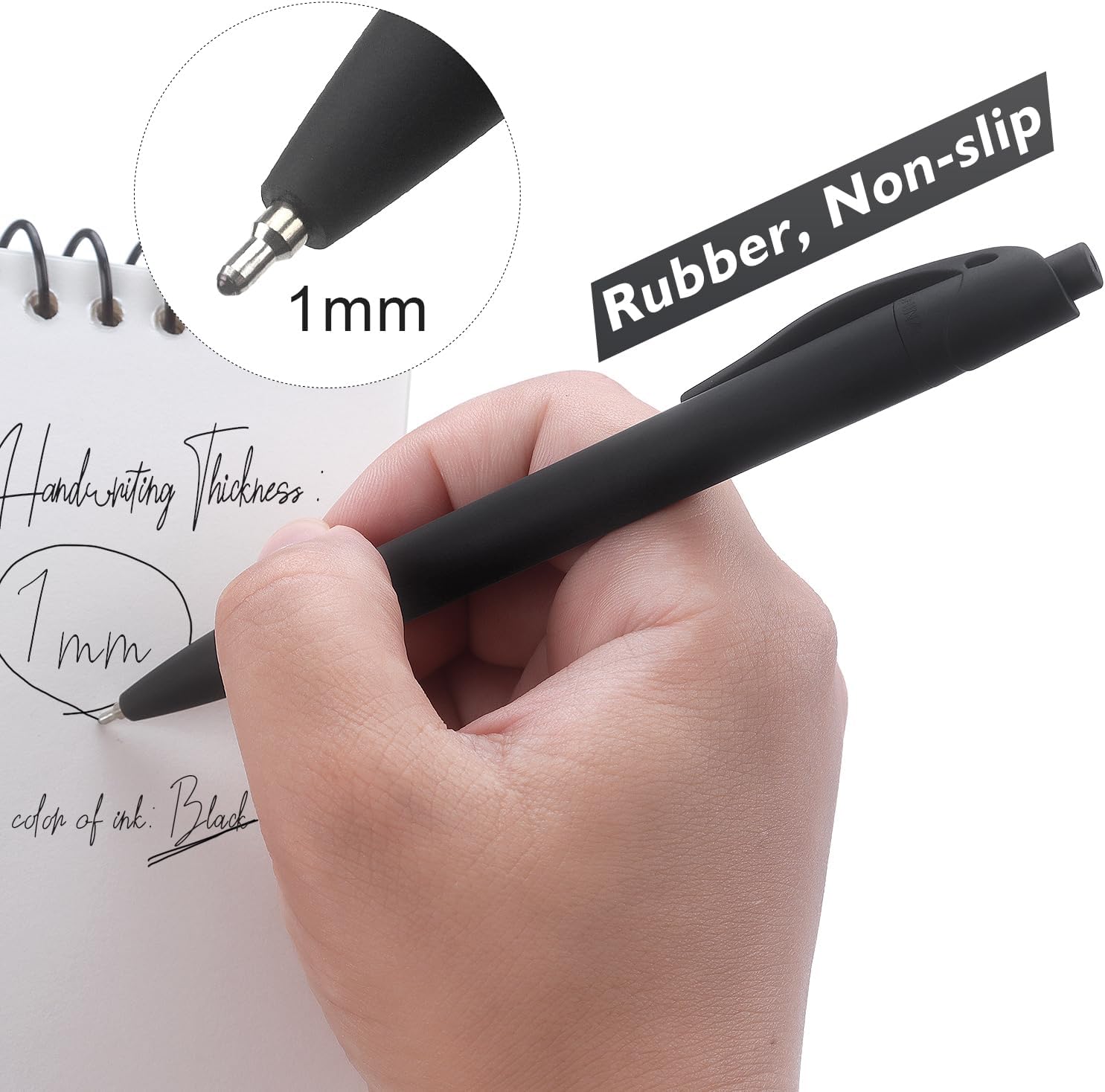 Bribobo 8 Pack Ballpoint Pens Retractable No Bleed Black Click Pens, Medium Point, Smooth Ink, 1.0 MM Black Ink - Image 4