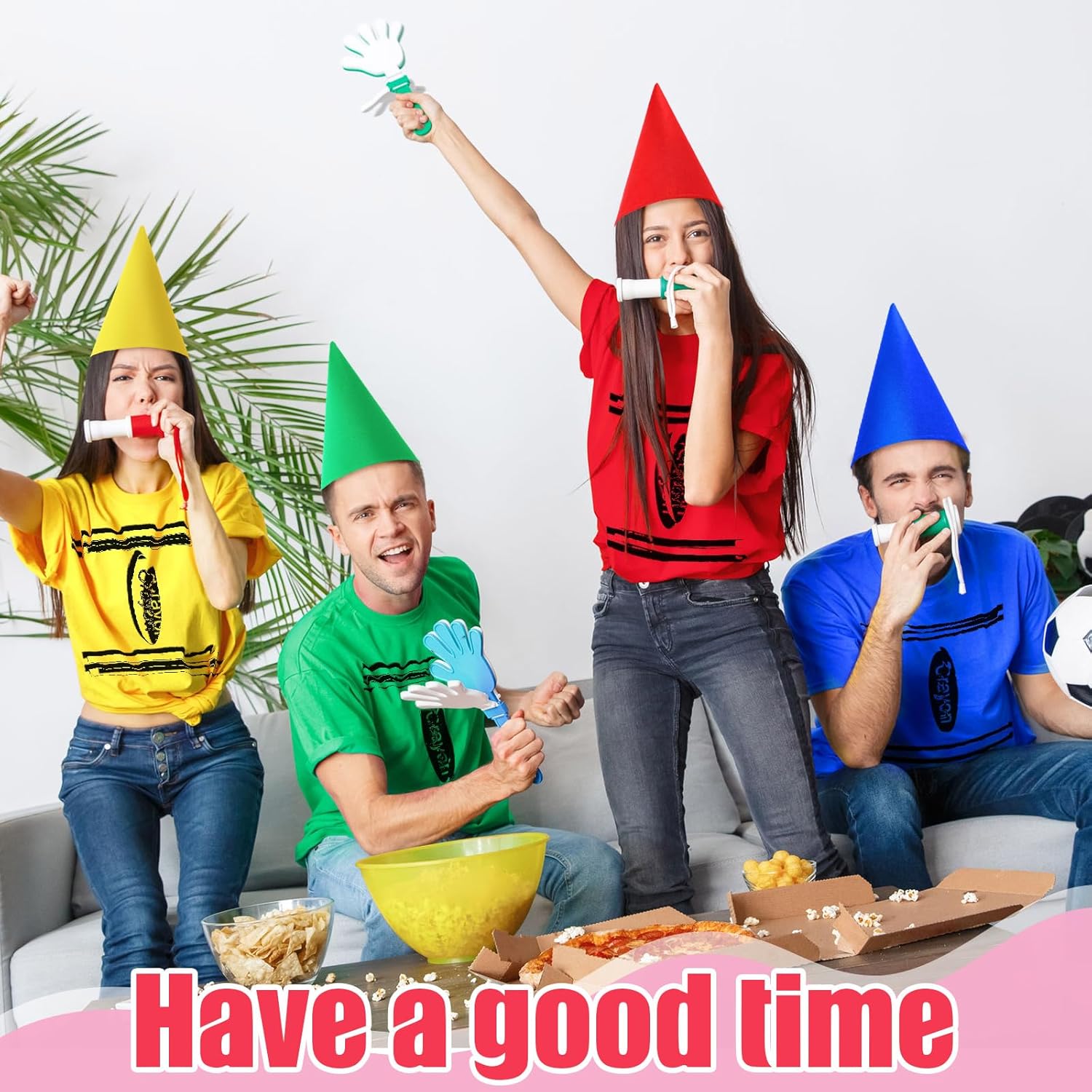 Twistover 8 Sets Crayon Costume Shirt and Funny Gnome Cone Hats for Adults Family Teacher Group Halloween Crayon Outfit