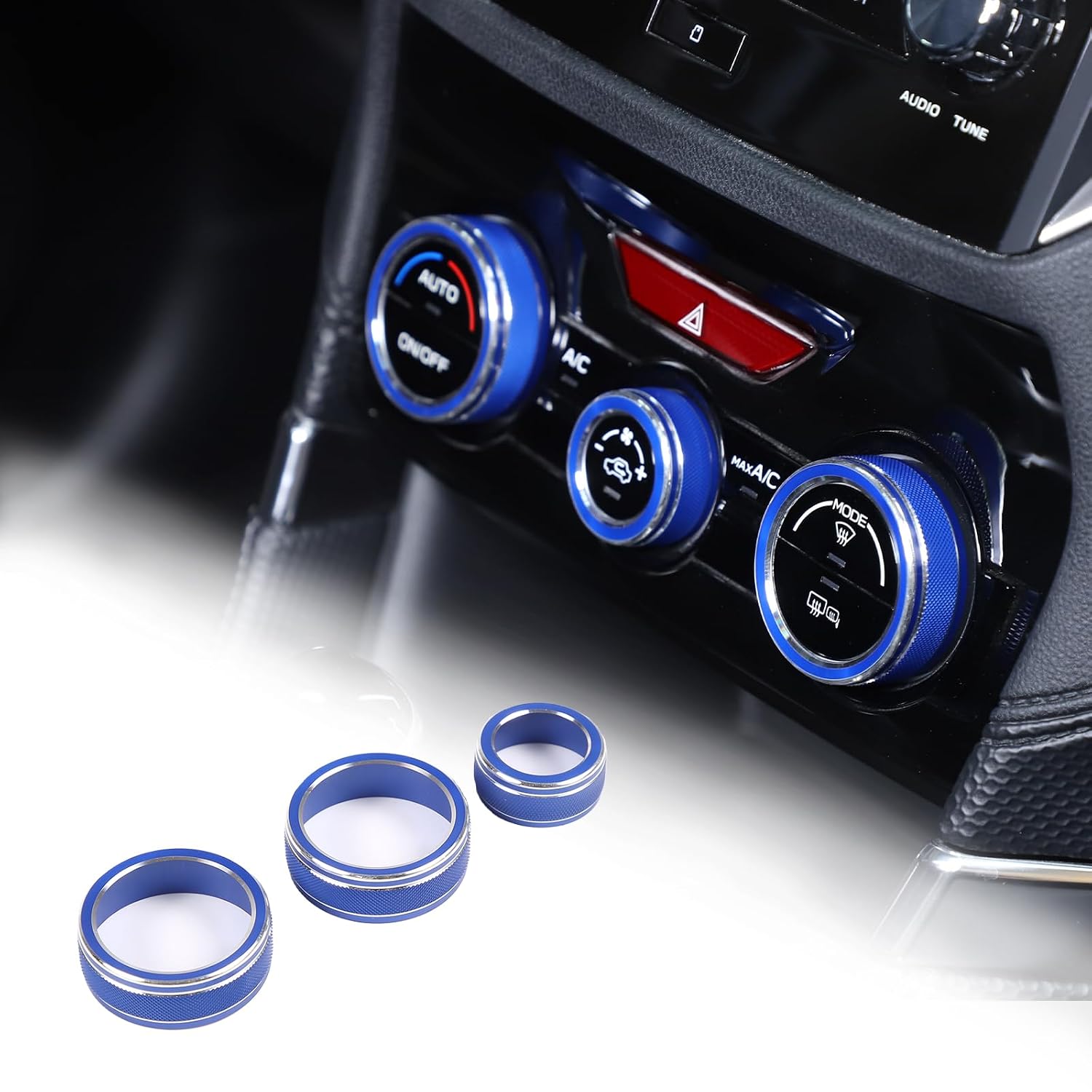 Car Central Control A/C Adjustment Ring Trim Compatible with Subaru Forester 2019-2024,Center Console Air Conditioner Knob Protection Cover Trim Interior Accessories (Blue)