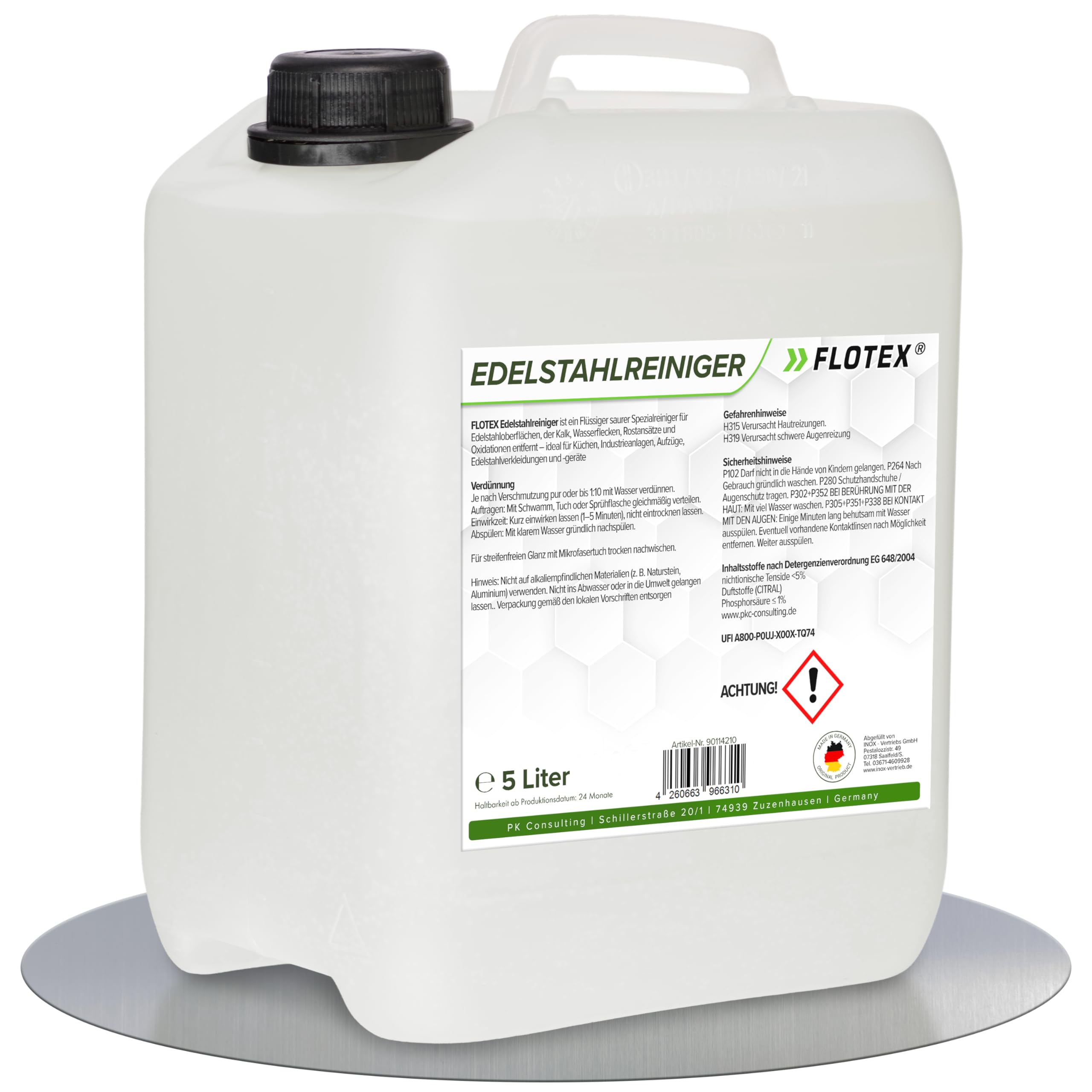 Hocheffektiver Edelstahl Reiniger flüssig 5L – Kraftvoller Edelstahlreiniger Küche & Küchenfronten – Edelstahlpflege Küche & Grill Edelstahl