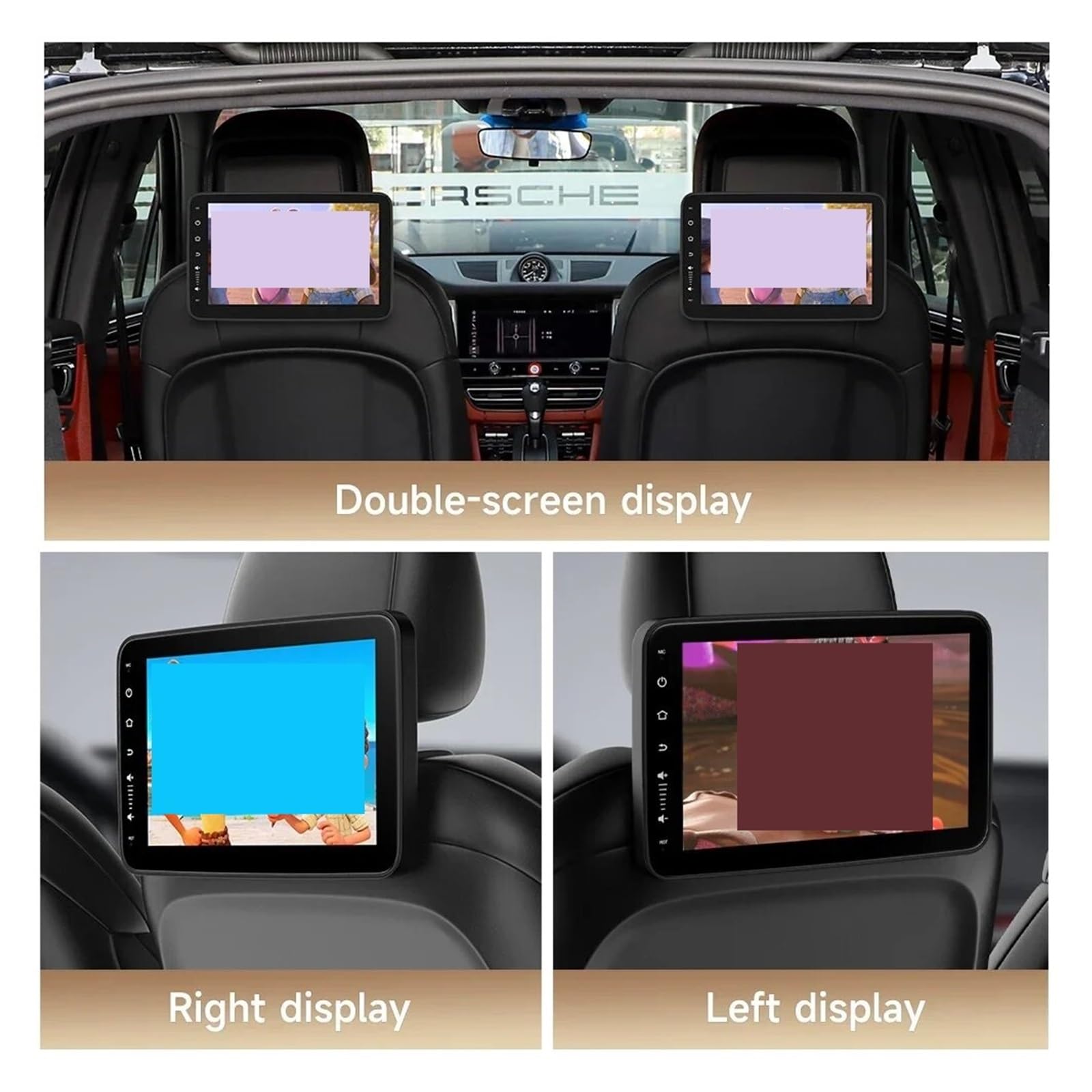 Lettore Dvd per Auto Monitor for Poggiatesta for Auto 2+32G 10.1'' Schermi Wireless for Sedile Posteriore Lettore TV Video FM BT HD Touch(2G-32G-2P)