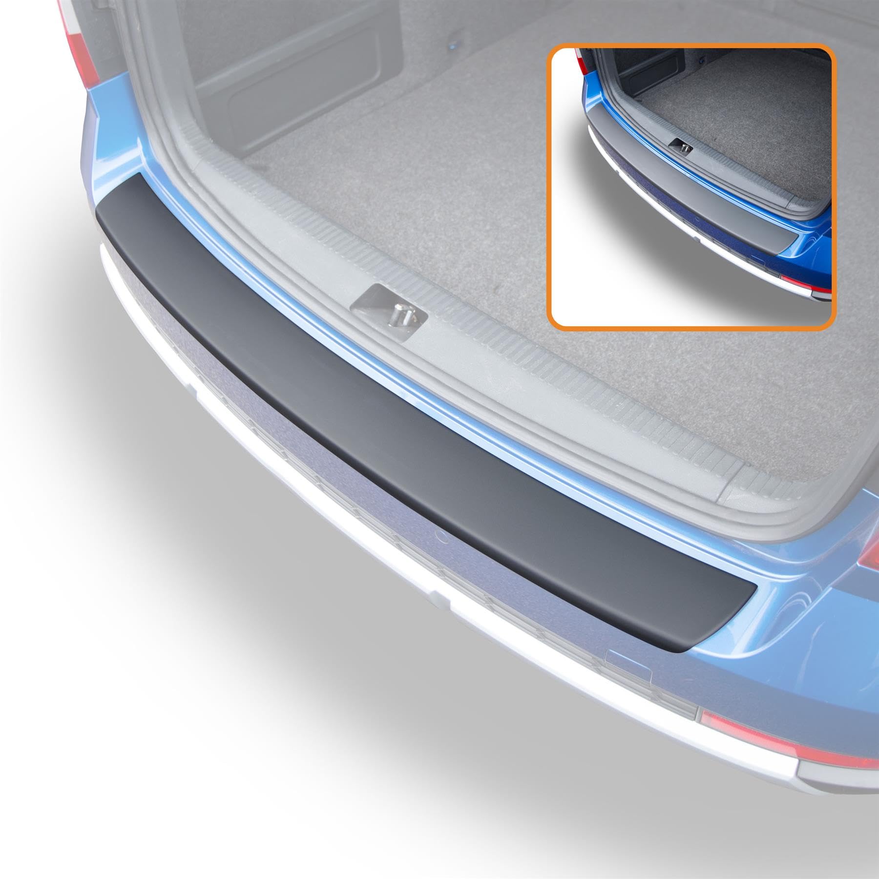 Travall Car Trunk Bumper Protector Compatible with Skoda Octavia Scout (2014-2020) - Vehicle-Specific Black Smooth Plastic Bumper Protection Against Scuffs and Scratches