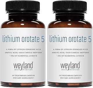 Lithium Orotate - 5mg of Elemental Lithium, 60 Vegetarian Capsules (Pack of 2)