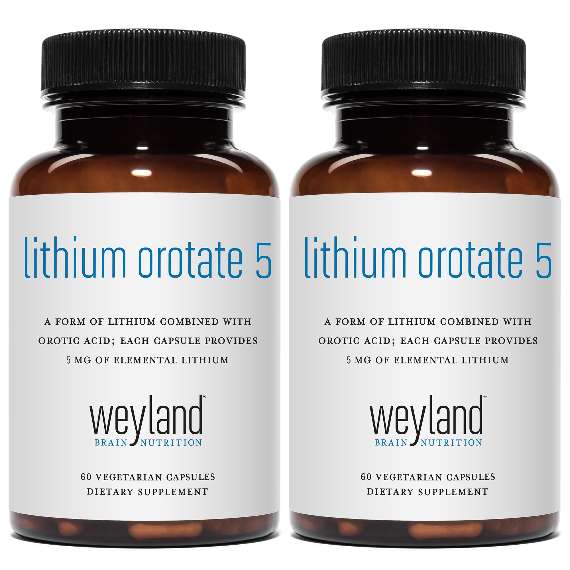 Lithium Orotate 5mg 60 Vegetarian Capsules 2 Pack