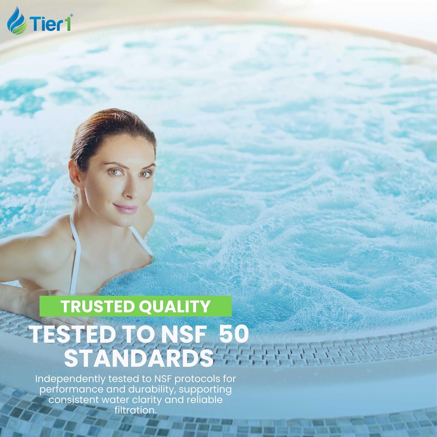 Tier1 Replacement for Waterway Spa Filter 817-4050 | Compatible with Teleweir 50, Pleatco PWW50L, FC-0172, 4CH-949 | 13-1/16" x 5" | Trilobal Fabric | High Flow | Washable Spa Filter Cartridge